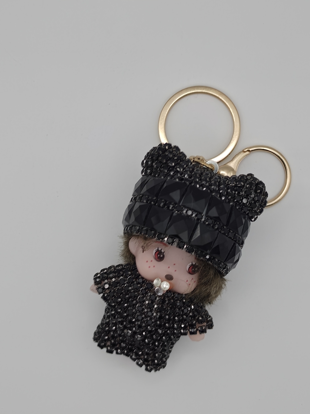 Black Crystal Doll Keychain Card Holder